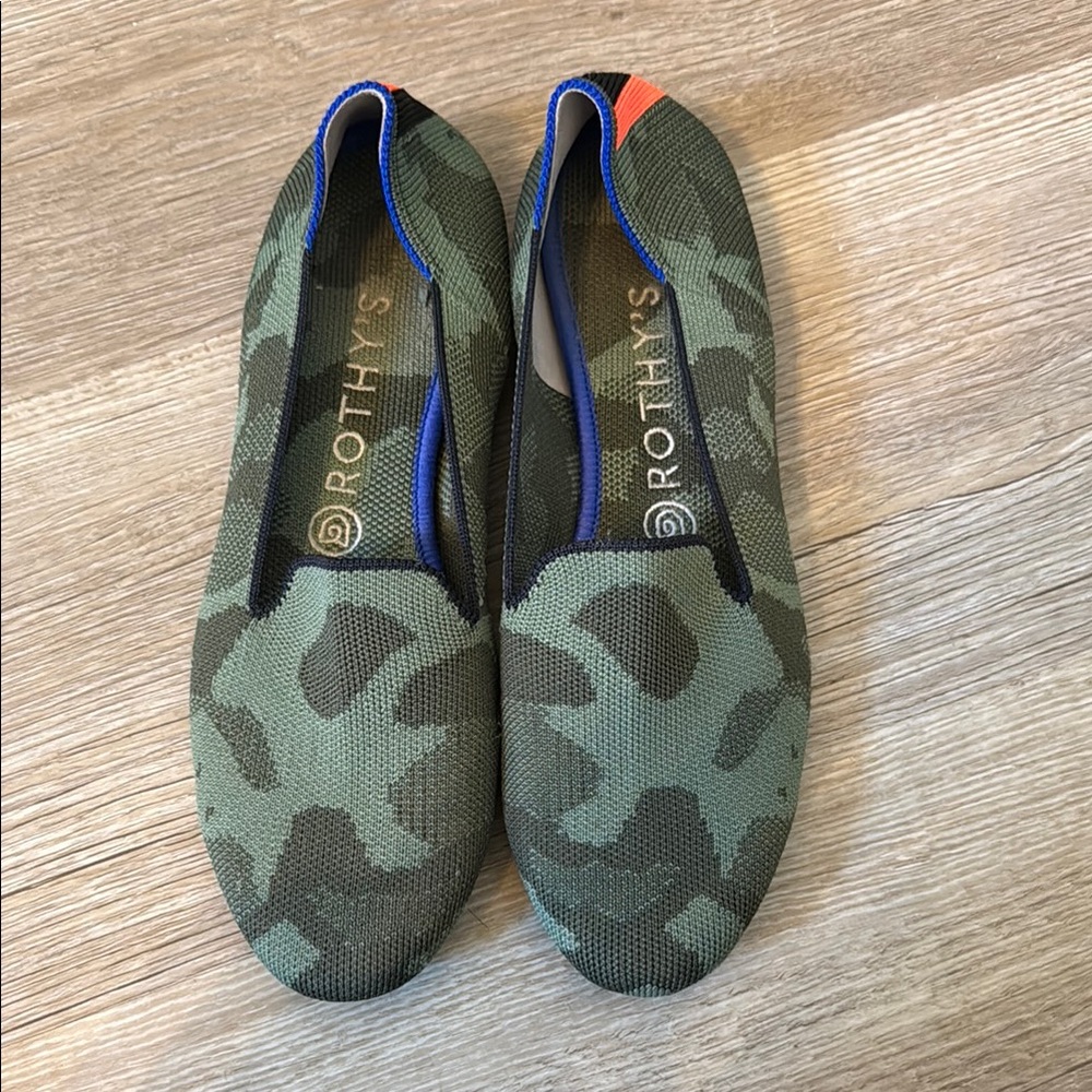 Rothy's Green Camouflage Slip-On Shoes